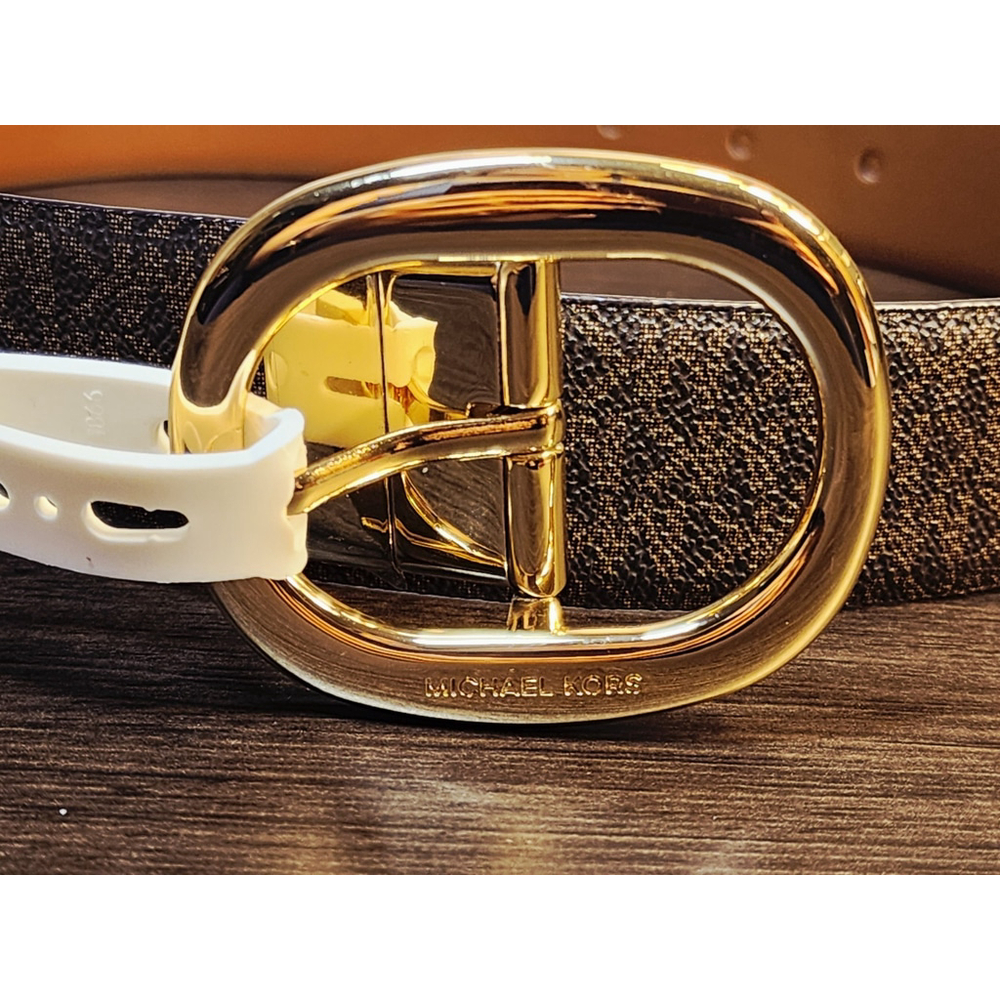 Michael Kors Women's Reversible Leather Logo Belt Sz XL Dark and Cognac Brown - Picture 9 of 16